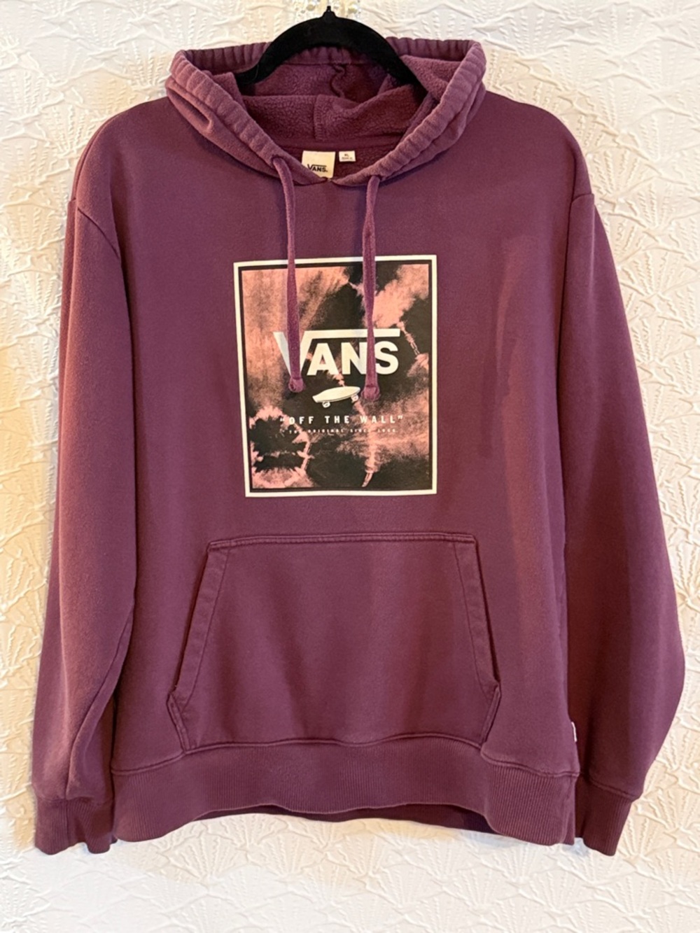 Vans Plum Crewneck Hoodie with Front Graphic Vintage looking from wash wear